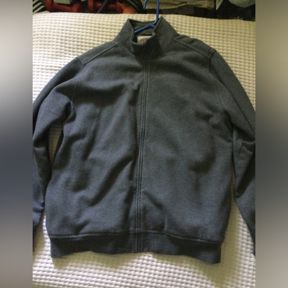 LL Bean Katahdin Iron Works heavyweight zip front sweatshirt-style jacket.